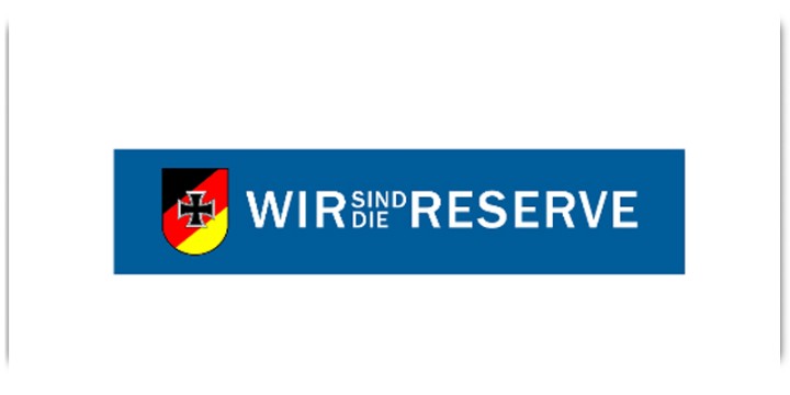 Logo Reservistenverband mit Aufschrift: Wir sind die Reserve