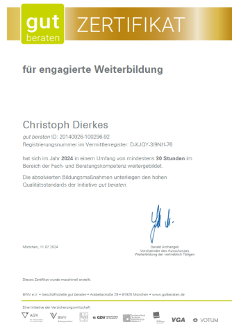 Zertifikat für engagierte Weiterbildung 2024