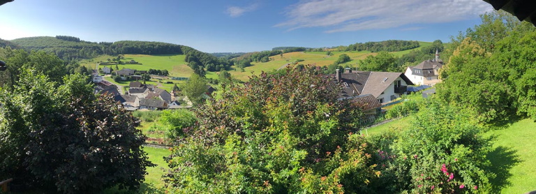Aussicht auf Niedetiefenbach, viele Häuser und viel Natur