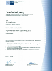 Zertifikat IHK Versicherungsfachfrau