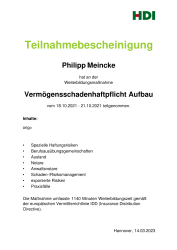 Teilnahmebescheinigung Vermögensschadenhaftpflicht Aufbau