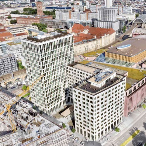 Luftaufnahme eines Hochhaus-oOmplexes