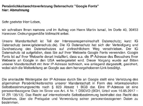Bild von einem Textauszug, in dem es um eine Gerichtsurteil bezüglich Abmahnung geht.