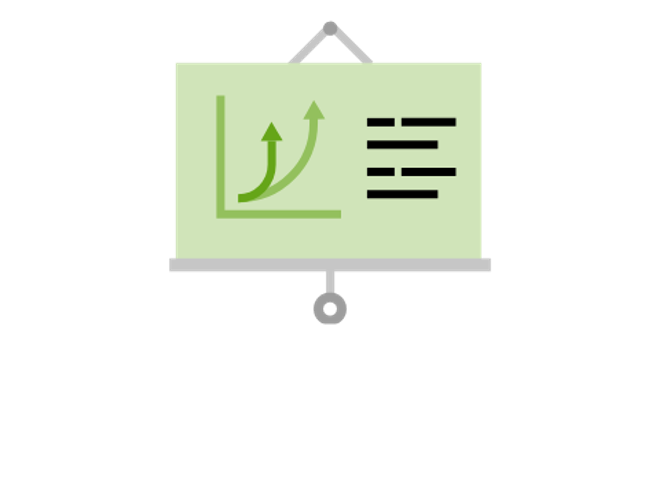 Icon Font Awesome Flip-Chart in Grün-Tönen mit einem Diagramm