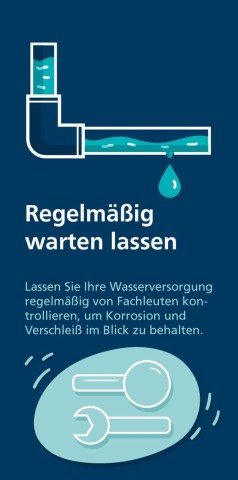 Infografik Leitungsrohre mit Text: Regelmäßig warten lassen