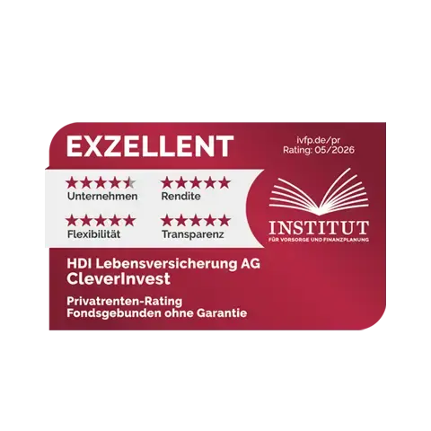 Siegel IVFP Rating aus 05/2026 zeichneti HDI Clever Invest als exzellent aus.