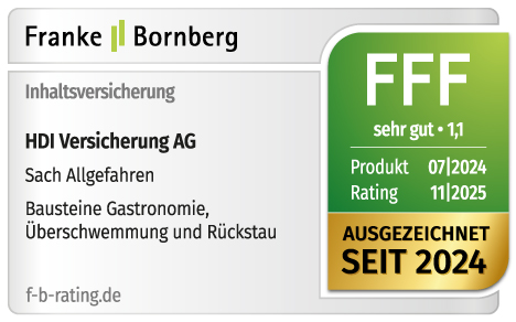 Siegel Franke und Bornberg bescheinigt im November 2025 der HDI Inhaltsversicherung ein FFF ausgezeichnet